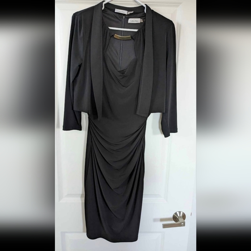 Calvin Klein Elegant Black Long Sleeve Dress